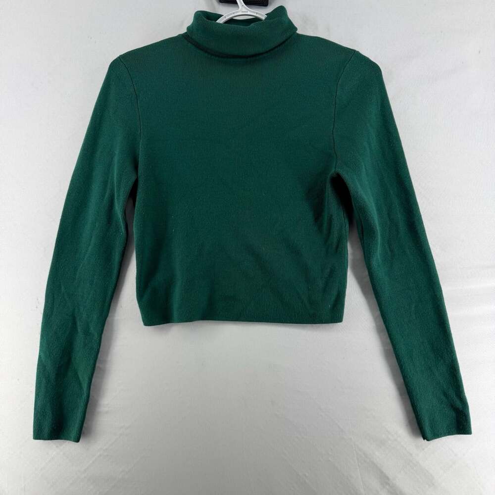 1553 Forever 21 Turtleneck Sweater Size M Green Ribbed